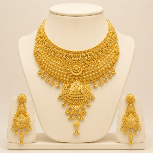 Maharani Traditional Bridal Gold Choker Necklace Set