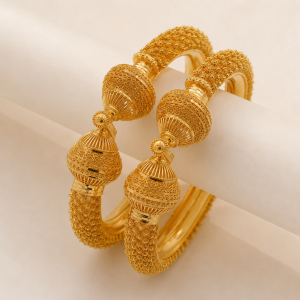 Traditional Gold Jhumka Kada Bangles