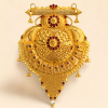 Rajwadi Peacock Floral Gold Pendant with Ruby Stone Detailing